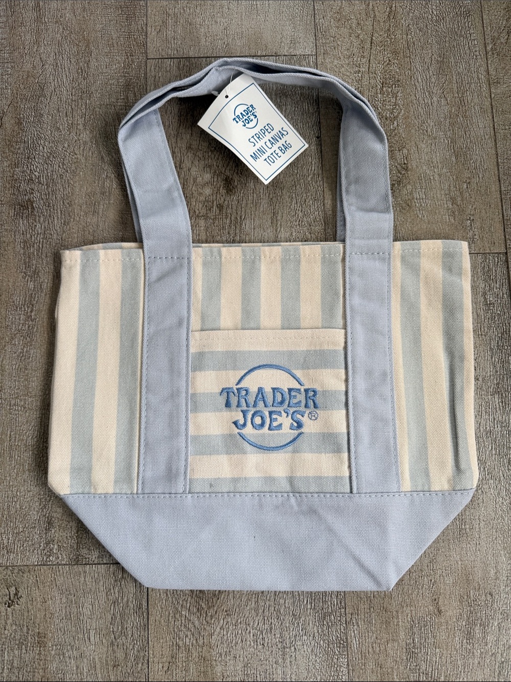 Trader Joe's Pastel Stripe Tote Bag - Light Blue